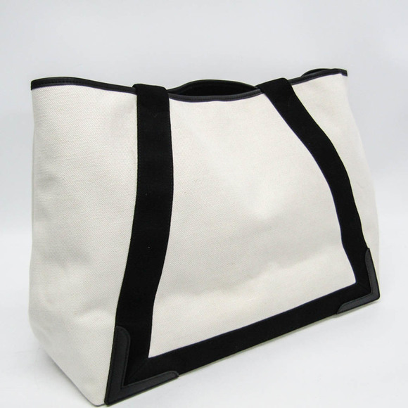 BALENCIAGA Canvas & Leather Handbag Navy Cabas M 339936 Black/Off-white - Picture 9 of 12